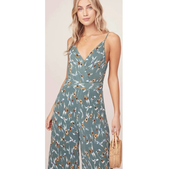 ASTR THE LABEL Teal Multi Floral Sleeveless Jumpsuit - Picture 2 of 9
